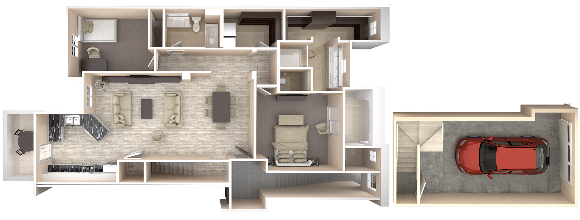 Floor plan for 2 beds, 2 baths, 1346 sqft